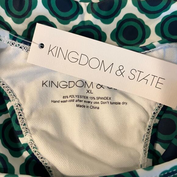 Racer Back Tankini Swimsuit Top with Geo in Green and Blue Size XL - Picture 5 of 5